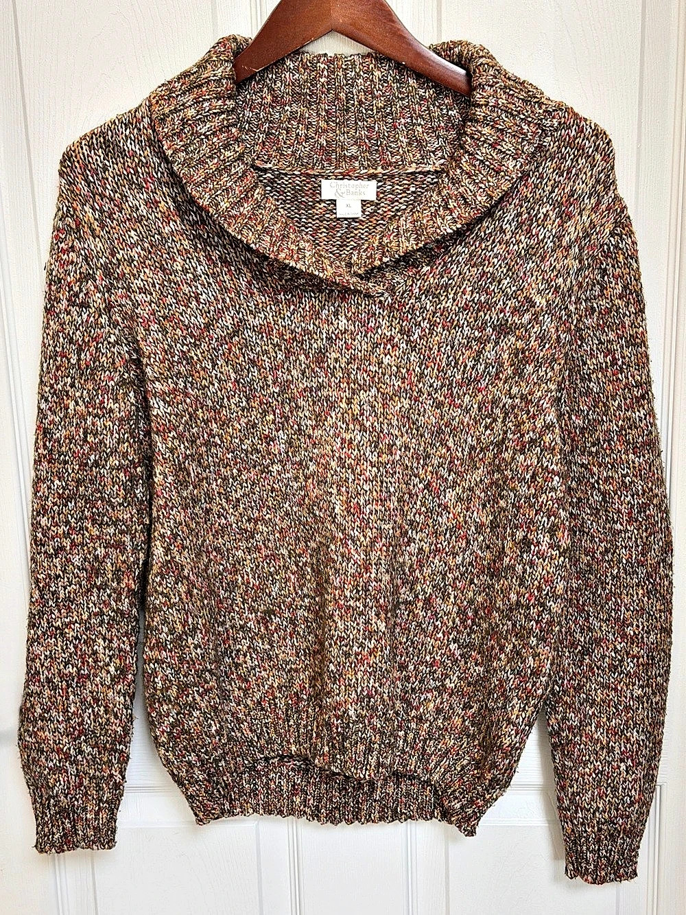 Christopher & Banks Shawl collar Multicolor Ribbed Sweater XL Like New